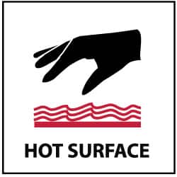 NMC - "Hot Surface", 7" Long x 7" Wide, Rigid Plastic Safety Sign - Square, 0.05" Thick, Use for Hazardous Materials - Exact Tooling