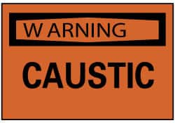 NMC - Accident Prevention Label, Header: WARNING - Legend: Warning - Caustic, English, Black & Orange, 5" Long x 3" High, Sign Muscle Finish - Exact Tooling