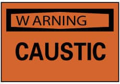 NMC - Accident Prevention Label, Header: WARNING - Legend: Warning - Caustic, English, Black & Orange, 5" Long x 3" High, Sign Muscle Finish - Exact Tooling