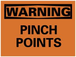 NMC - "Warning - Pinch Points", 7" Long x 10" Wide, Pressure-Sensitive Vinyl Safety Sign - Rectangle, 0.004" Thick, Use for Accident Prevention - Exact Tooling