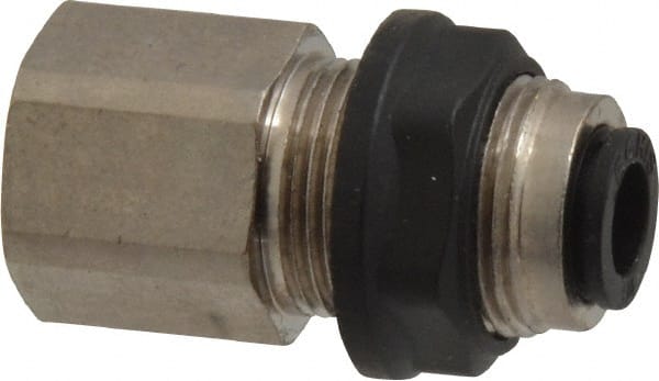 Legris - 1/4" Outside Diam, 1/4 NPT, Brass Push-to-Connect Tube Female Bulkhead - 290 Max psi - Exact Tooling