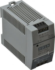 Sola/Hevi-Duty - 100 Watt, 3 to 2.5 Amp, 264 VAC, 375 VDC Input, 10 to 12 VDC Output, DIN Rail Power Supply - Screw Terminal Connection, 1 Output, 1.77 Inch Wide x 3.58 Inch Deep x 2.95 Inch High, Up to 80% Efficiency, 14 to 140°F, Green LED Display - Exact Tooling