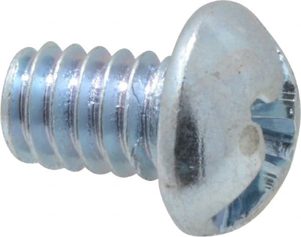 Value Collection - 1/4-20 UNC, 3/8" Length Under Head Slotted/Phillips Drive Machine Screw - Round Head, Grade J82 Steel, Zinc-Plated Finish, Without Washer - Exact Tooling