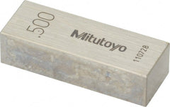 Mitutoyo - 0.5" Rectangular Steel Gage Block - Accuracy Grade AS-1, Includes Certificate of Inspection - Exact Tooling