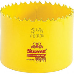 Starrett - 3-1/8" Diam, 2" Cutting Depth, Hole Saw - High Speed Steel Saw, Toothed Edge - Exact Tooling