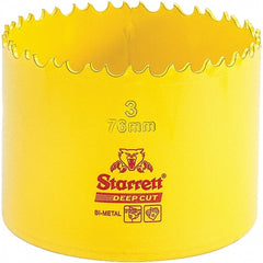 Starrett - 3" Diam, 2" Cutting Depth, Hole Saw - High Speed Steel Saw, Toothed Edge - Exact Tooling