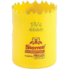 Starrett - 1-3/4" Diam, 2" Cutting Depth, Hole Saw - High Speed Steel Saw, Toothed Edge - Exact Tooling