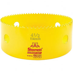 Starrett - 4-1/2" Diam, 1-5/8" Cutting Depth, Hole Saw - High Speed Steel Saw, Toothed Edge - Exact Tooling