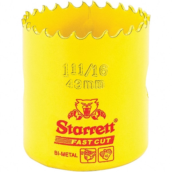 Starrett - 1-11/16" Diam, 1-5/8" Cutting Depth, Hole Saw - High Speed Steel Saw, Toothed Edge - Exact Tooling
