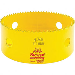 Starrett - 4-3/8" Diam, 1-5/8" Cutting Depth, Hole Saw - High Speed Steel Saw, Toothed Edge - Exact Tooling