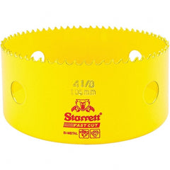 Starrett - 4-1/8" Diam, 1-5/8" Cutting Depth, Hole Saw - High Speed Steel Saw, Toothed Edge - Exact Tooling