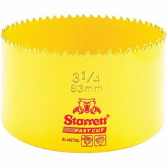 Starrett - 3-1/4" Diam, 1-5/8" Cutting Depth, Hole Saw - High Speed Steel Saw, Toothed Edge - Exact Tooling