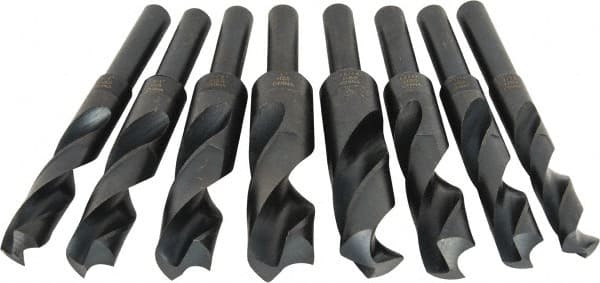 Interstate - 9/16 to 1", 118° Point, Oxide Finish, High Speed Steel Reduced Shank Drill Bit Set - Exact Tooling