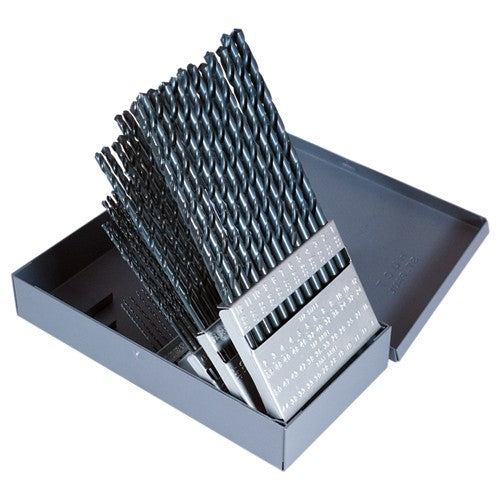 #1-#60 RHS / RHC HSS 118 Degree Radial Point General Purpose Taper Length Drill Set - Steam Oxide - Exact Tooling