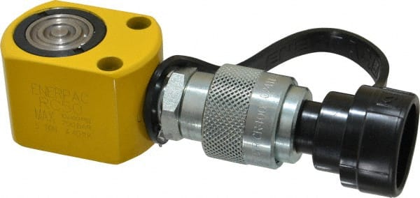 Enerpac - 5 Ton, 0.63" Stroke, 0.62 Cu In Oil Capacity, Portable Hydraulic Single Acting Cylinder - 0.99 Sq In Effective Area, 1.63" Lowered Ht., 2.25" Max Ht., 1.13" Cyl Bore Diam, 1" Plunger Rod Diam, 10,000 Max psi - Exact Tooling