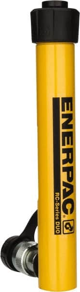 Enerpac - 5 Ton, 7" Stroke, 6.96 Cu In Oil Capacity, Portable Hydraulic Single Acting Cylinder - 0.99 Sq In Effective Area, 10.75" Lowered Ht., 17.75" Max Ht., 1.13" Cyl Bore Diam, 1" Plunger Rod Diam, 10,000 Max psi - Exact Tooling