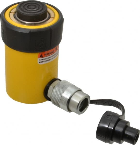 Enerpac - 15 Ton, 1" Stroke, 3.14 Cu In Oil Capacity, Portable Hydraulic Single Acting Cylinder - 3.14 Sq In Effective Area, 4.88" Lowered Ht., 5.88" Max Ht., 2" Cyl Bore Diam, 1.625" Plunger Rod Diam, 10,000 Max psi - Exact Tooling