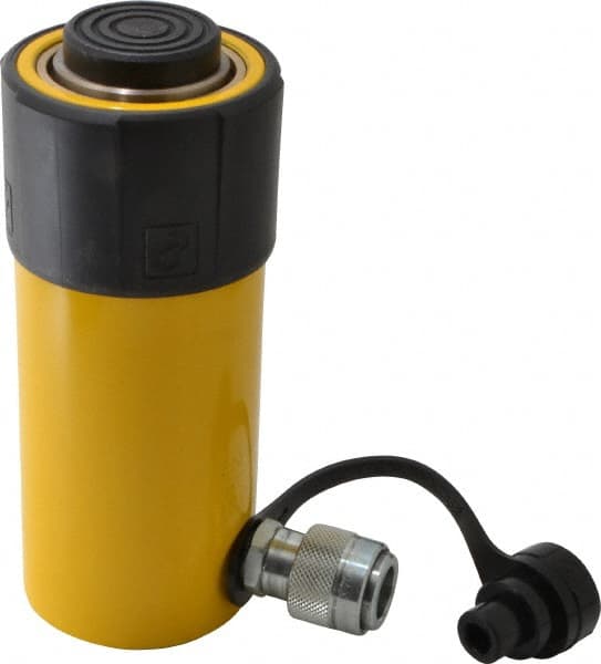 Enerpac - 25 Ton, 4" Stroke, 20.63 Cu In Oil Capacity, Portable Hydraulic Single Acting Cylinder - 5.16 Sq In Effective Area, 8.5" Lowered Ht., 12.5" Max Ht., 2.56" Cyl Bore Diam, 2.25" Plunger Rod Diam, 10,000 Max psi - Exact Tooling