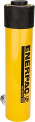 Enerpac - 25 Ton, 10.25" Stroke, 52.86 Cu In Oil Capacity, Portable Hydraulic Single Acting Cylinder - 5.16 Sq In Effective Area, 14.75" Lowered Ht., 25" Max Ht., 2.56" Cyl Bore Diam, 2.25" Plunger Rod Diam, 10,000 Max psi - Exact Tooling