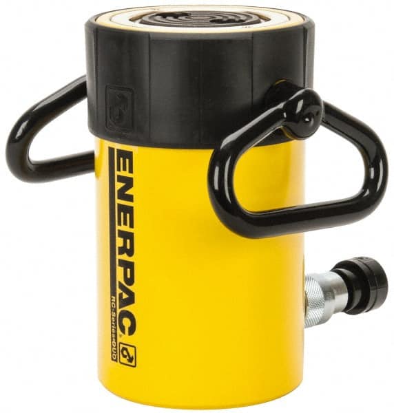 Enerpac - 50 Ton, 4" Stroke, 44.18 Cu In Oil Capacity, Portable Hydraulic Single Acting Cylinder - 11.04 Sq In Effective Area, 8.94" Lowered Ht., 12.94" Max Ht., 3.75" Cyl Bore Diam, 3.125" Plunger Rod Diam, 10,000 Max psi - Exact Tooling