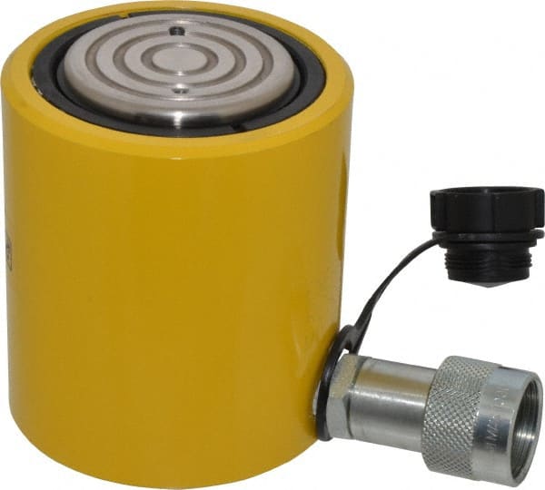 Enerpac - 30 Ton, 2.44" Stroke, 15.82 Cu In Oil Capacity, Portable Hydraulic Low Profile Cylinder - 6.49 Sq In Effective Area, 4.63" Lowered Ht., 7.06" Max Ht., 2.88" Cyl Bore Diam, 2.62" Plunger Rod Diam, 10,000 Max psi - Exact Tooling