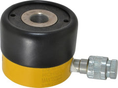 Enerpac - 12 Ton, 0.31" Stroke, 0.86 Cu In Oil Capacity, Portable Hydraulic Hollow Hole Cylinder - 2.76 Sq In Effective Area, 2.19" Lowered Ht., 2.5" Max Ht., 2.13" Cyl Bore Diam, 1.38" Plunger Rod Diam, 10,000 Max psi - Exact Tooling