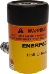 Enerpac - 12 Ton, 1.63" Stroke, 4.49 Cu In Oil Capacity, Portable Hydraulic Hollow Hole Cylinder - 2.76 Sq In Effective Area, 4.75" Lowered Ht., 6.38" Max Ht., 2.13" Cyl Bore Diam, 1.38" Plunger Rod Diam, 10,000 Max psi - Exact Tooling