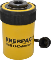 Enerpac - 20 Ton, 2" Stroke, 9.46 Cu In Oil Capacity, Portable Hydraulic Hollow Hole Cylinder - 4.73 Sq In Effective Area, 6.38" Lowered Ht., 8.38" Max Ht., 2.88" Cyl Bore Diam, 2.13" Plunger Rod Diam, 10,000 Max psi - Exact Tooling