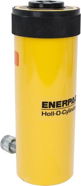 Enerpac - 30 Ton, 6.13" Stroke, 44.23 Cu In Oil Capacity, Portable Hydraulic Hollow Hole Cylinder - 7.22 Sq In Effective Area, 13" Lowered Ht., 19.13" Max Ht., 3.5" Cyl Bore Diam, 2.5" Plunger Rod Diam, 10,000 Max psi - Exact Tooling