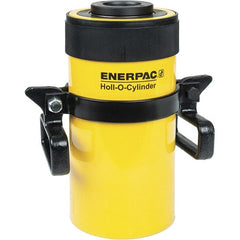 Enerpac - 60 Ton, 6" Stroke, 76.41 Cu In Oil Capacity, Portable Hydraulic Hollow Hole Cylinder - 12.73 Sq In Effective Area, 12.75" Lowered Ht., 18.75" Max Ht., 4.88" Cyl Bore Diam, 3.63" Plunger Rod Diam, 10,000 Max psi - Exact Tooling