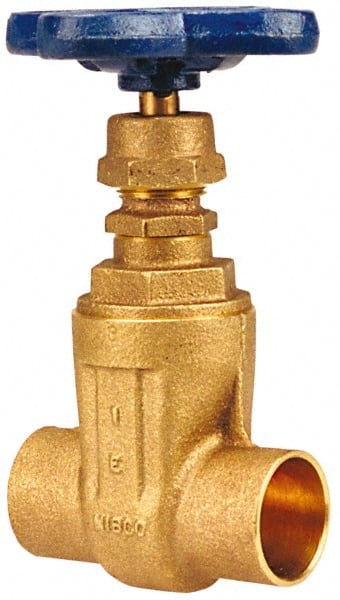 NIBCO - 1/2" Pipe, Class 125, Soldered Bronze Solid Wedge Stem Gate Valve with Drain - 200 WOG, 125 WSP, Screw-In Bonnet - Exact Tooling