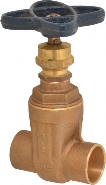 NIBCO - 1" Pipe, Class 125, Soldered Bronze Solid Wedge Stem Gate Valve - 200 WOG, 125 WSP, Screw-In Bonnet - Exact Tooling