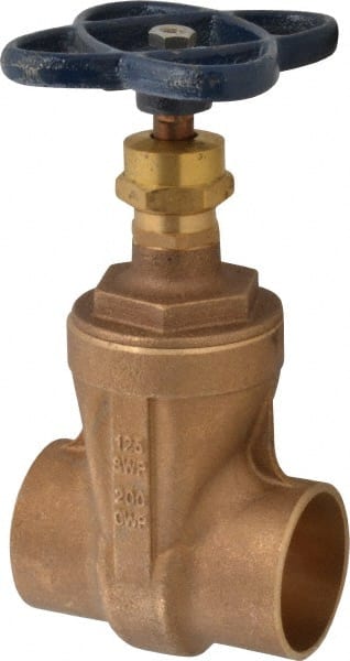 NIBCO - 2" Pipe, Class 125, Soldered Bronze Solid Wedge Stem Gate Valve - 200 WOG, 125 WSP, Screw-In Bonnet - Exact Tooling