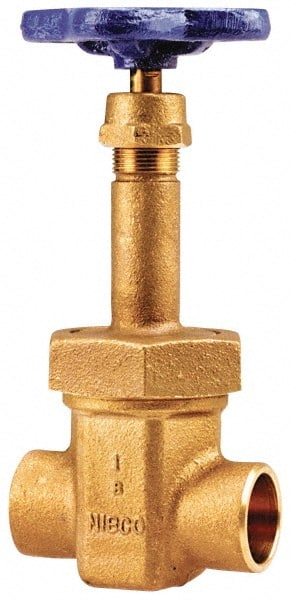 NIBCO - 1-1/2" Pipe, Class 150, Soldered Bronze Solid Wedge Rising Stem Gate Valve with Oxygen Service - 300 WOG, 150 WSP, Bolted Bonnet - Exact Tooling
