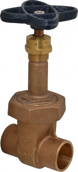 NIBCO - 1" Pipe, Class 150, Soldered Bronze Solid Wedge Rising Stem Gate Valve - 300 WOG, 150 WSP, Bolted Bonnet - Exact Tooling