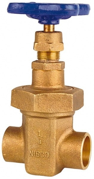 NIBCO - 2-1/2" Pipe, Class 150, Soldered Bronze Solid Wedge Stem Gate Valve - 300 WOG, 150 WSP, Union Bonnet - Exact Tooling