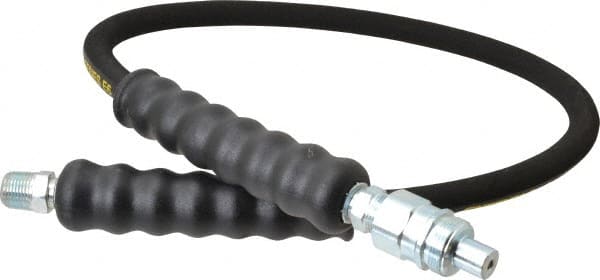 Enerpac - 1/4" Inside Diam x 3/8 NPT 3' Hydraulic Pump Hose - 10,000 psi, AH-604 Opposite End, Rubber - Exact Tooling