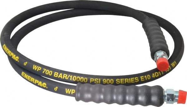 Enerpac - 3/8" Inside Diam x 3/8 NPT 6' Hydraulic Pump Hose - 10,000 psi, 3/8 NPTF Male Opposite End, Rubber - Exact Tooling