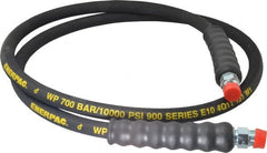 Enerpac - 3/8" Inside Diam x 3/8 NPT 6' Hydraulic Pump Hose - 10,000 psi, 3/8 NPTF Male Opposite End, Rubber - Exact Tooling