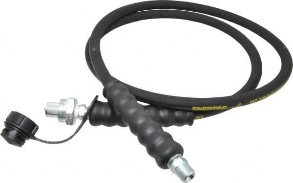 Enerpac - 1/4" Inside Diam x 1/4 NPT 6' Hydraulic Pump Hose - 10,000 psi, CH-604 Opposite End, Rubber - Exact Tooling