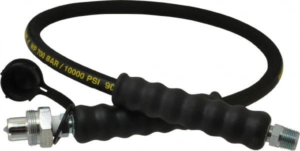Enerpac - 1/4" Inside Diam x 3/8 NPT 3' Hydraulic Pump Hose - 10,000 psi, CH-604 Opposite End, Rubber - Exact Tooling