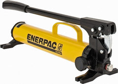 Enerpac - 1" Piston Stroke, 1/2" Piston Diam, 0.15 Cu In per Stroke, 47 Cu In Reservoir Capacity, Manual Hydraulic Pump - 10,000 psi, 85 Lbs. Max Handle Effort, 1 Stage - Exact Tooling