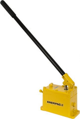Enerpac - 1" Piston Stroke, 9/16" Piston Diam, 1/4 Cu In per Stroke, 50 Cu In Reservoir Capacity, Manual Hydraulic Pump - 3,000 psi, 61 Lbs. Max Handle Effort, 1 Stage - Exact Tooling