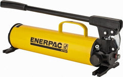 Enerpac - 1" Piston Stroke, 1-1/8" Piston Diam, 1.00, 0.15 Cu In per Stroke, 134 Cu In Reservoir Capacity, Manual Hydraulic Pump - 10,000 psi, 77 Lbs. Max Handle Effort, 2 Stage - Exact Tooling