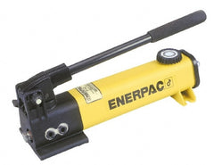 Enerpac - 1" Piston Stroke, 7/16" Diam, 0.151 Cu In per Stroke, 55 Cu In Reservoir Capacity, Manual Hydraulic Pump - 10,000 psi, 72 Lbs. Max Handle Effort - Exact Tooling