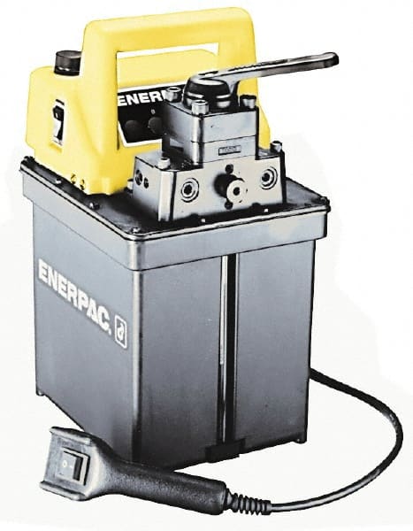 Enerpac - 10,000 psi Electric Hydraulic Pump & Jack - 0.5 Gal Oil Capacity, 3-Way, 2 Position Valve, Use with Single Acting Cylinders, Advance, Hold & Retract - Exact Tooling