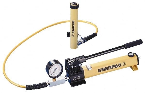 Enerpac - 10 Ton Capacity, Cylinder No. RC-1010, Manual Hydraulic Pump & Cylinder Set - Pump No. P-392 - Exact Tooling