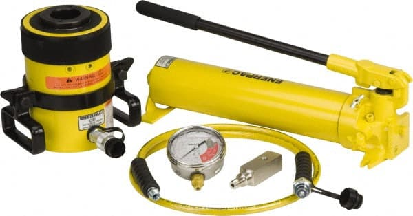 Enerpac - 60 Ton Capacity, Cylinder No. RCH-603, Manual Hydraulic Pump & Cylinder Set - Pump No. P-80 - Exact Tooling