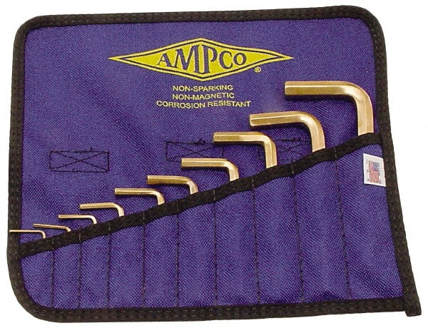 Ampco - 10 Piece L-Key Hex Key Set - Hex Range 1/16 to 3/8", Beryllium Copper - Exact Tooling