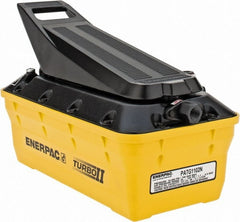 Enerpac - 10,000 psi Air-Hydraulic Pump & Jack - 127 Cu In Oil Capacity, Use with Single Acting Cylinders, Advance, Hold & Retract - Exact Tooling